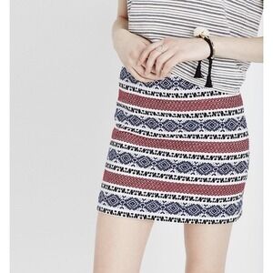 Madewell Womens Size 00 Mini‎ Skirt Geometric Stripe Red White Blue A Line Cute